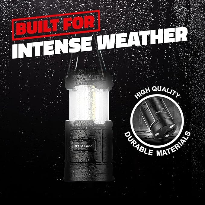 2 Pack Camping Lantern - Portable LED Battery Powered Lantern with Magnetic Base and Foldable Hook for Emergency Use or Campsites, Essential Hurricane Survival Kit | Batteries Included