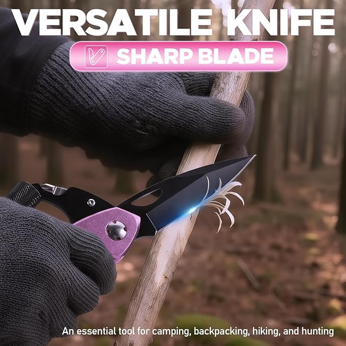 Valentines Day Gifts for Her, Multitool Carabiner, Birthday Gifts for Women Mom Wife, 6-in-1 Keychain Multi Tools With Window Breaker, Bottle Opener And Screwdriver, Survival Gear for Camping Hiking
