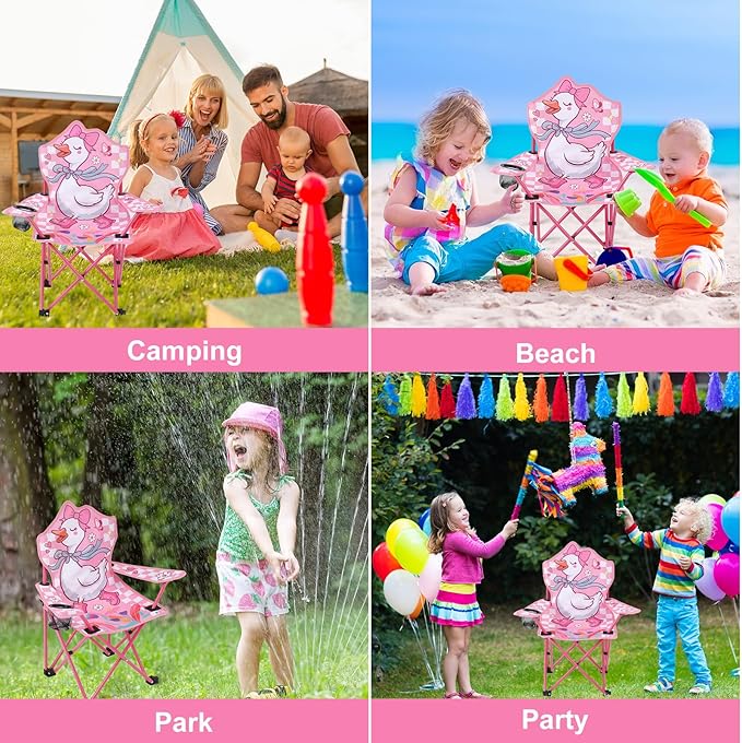 KABOER Kids Outdoor Folding Lawn and Camping Chair with Cup Holder and Carrying Bag, Children's Camping Chairs