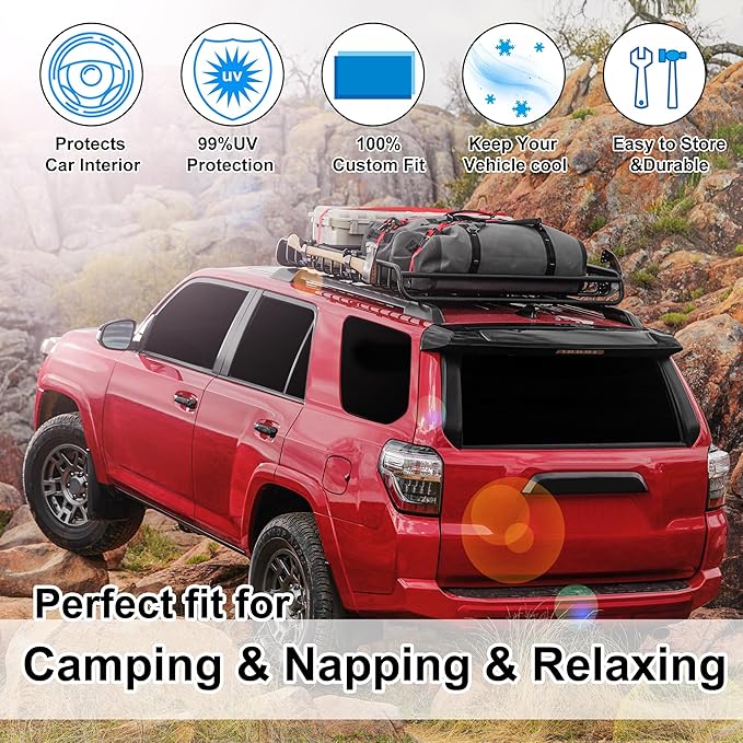 TINGLU Window Shades for Toyota 4Runner 2010-2024 Accessories Car Side Full Windows Rear Triangular Windshield Sun Shade Sun UV Rays & Privacy Protection for Camping,Napping,and Relaxing 8PCS
