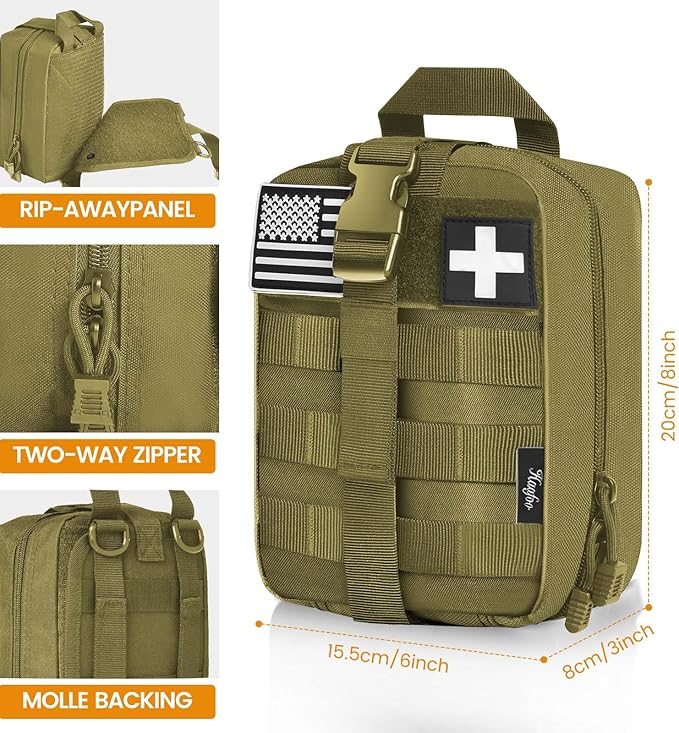 Medical Molle Pouch Tactical - 1000D Nylon First Aid Pouch, Big Capacity EMT Pouch Utility, Heavy Duty Military Grade Rip-Away Ifak Pouch for Home and Outdoor Activities(Bag Only