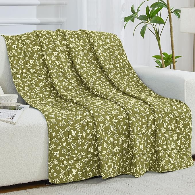 yescool Weighted Blanket for Adults (20 lbs, 60” x 80”, Sage) Cooling Heavy Blanket for Sleeping Perfect for 190-210 lbs, Queen Size Breathable Blanket with Premium Glass Bead, Machine Washable