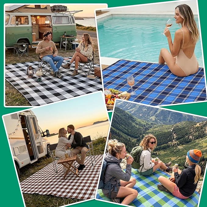 Waterproof Picnic Blanket Beach Outdoor Camping Mat Extra Large Foldable Cute Big Travel Essential Accessories Gift Park Patio Lawn Garden Grass Ground Play Music Festival Concert Must Have