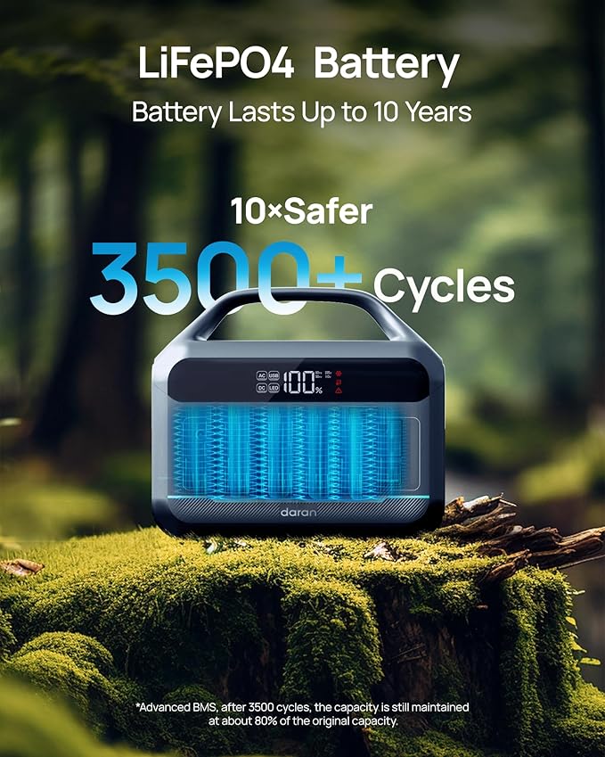 DARAN Portable Power Station 600W with 80W Solar Panel, 288Wh(90,000mAh) LiFePO4 Solar Generator, Dual AC Outlets, 100W USB-C PD, Fast Recharge for Camping, RV, Power Outage, Emergency Backup