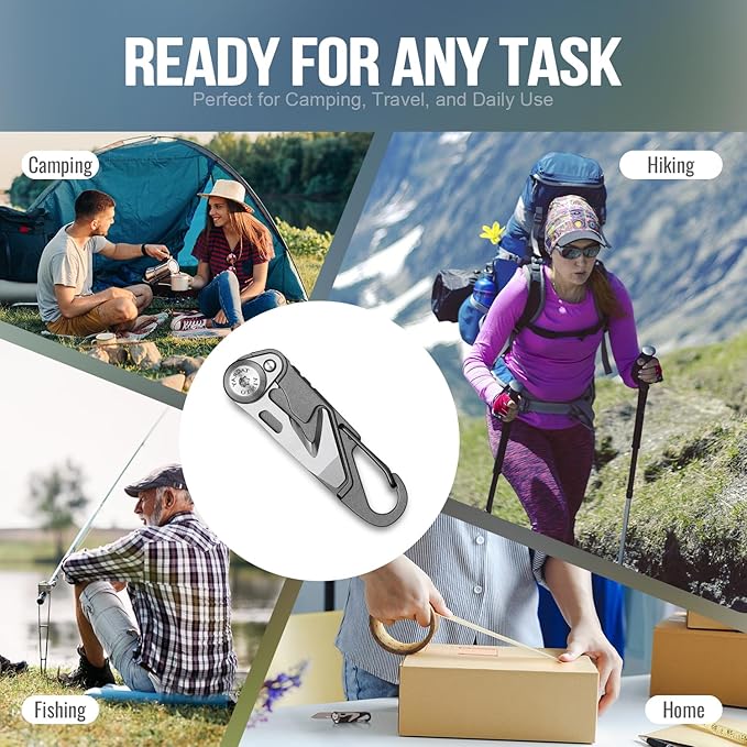 TACRAY Vinto 5-in-1 Titanium Small Pocket Knife – Ultra-Light Mini EDC Multitool Utility Knife with Folding Blade, Seatbelt Cutter, Bottle Opener & Screwdriver, Compact Everyday Carry