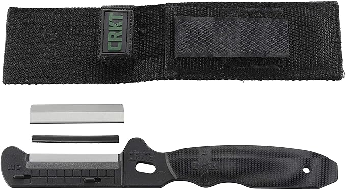 CRKT Combat Stripping Tool with Sheath: Emergency Trauma Tool, Flat Razor Blade to Slide Through Clothing and Gear, Oxygen Wrench, Poly Handle, Sheath 9860