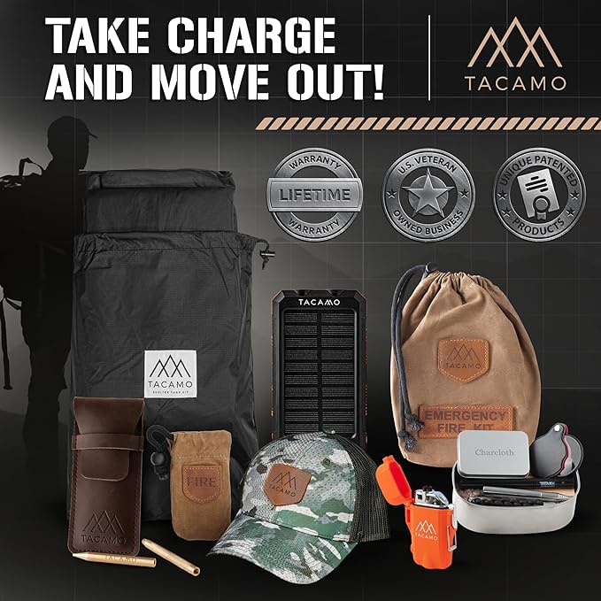 Mini Emergency Fire Starter Kit 4.5” x 2.5” x 1”, 2.5oz - Compact All-Weather Survival Fire Making Kit with Ferro Rod, Cerastrike Ceramic Scraper, Tinder Tabs & Canvas Storage Bag