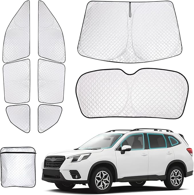 ZATOTOO Car Window Shades for 2019-2024 Forester Sun Shade for Side Window Front Rear Windshield Triangular Window Shade Full Privacy UV Rays Sun Blocker Heat Insulation for Camp Nap Long Time Parking