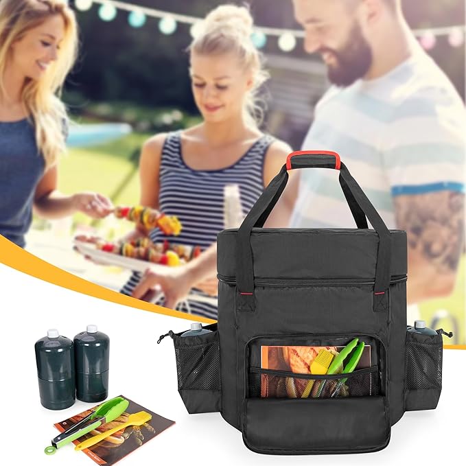samdew Stove Carry Bag Compatible with Coleman 4-in-1 Portable Propane Camping Stove, Outdoor Grill Storage Case with Pockets for Grill Tools, for Camping, Tailgating, Grilling, Bag Only