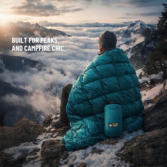 PW700 Extra Large Double Insulated Outdoor Camping Blanket | 2X Puffy, Warm, Packable, Weatherproof, Durable, and Lightweight | Top Quilt for Hiking, Backpacking, Stadium Events, Picnics
