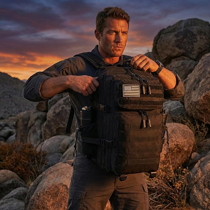 45L Tactical Backpack for Men Women, Military Assault Pack with MOLLE, Large 3 Day Bug Out Bag for Hiking Camping