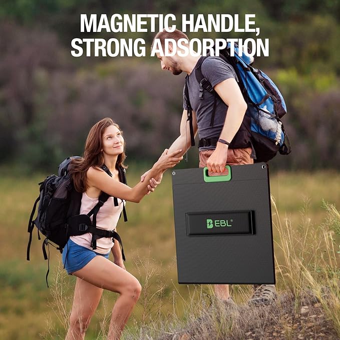 EBL 100W Portable Solar Panel, 18V Foldable Solar Charger for Power Station, Waterproof IP65 High-Efficiency Battery Charger for Outdoor Camping RV Trip Offgrid Living