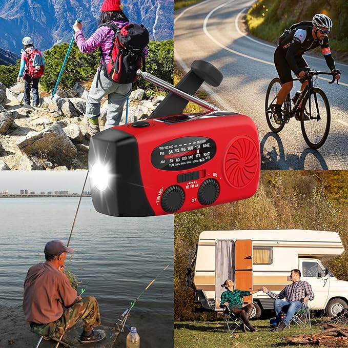 6000mAh/22200mWh Emergency Weather Radio, AM/FM/NOAA Hand Crank Solar Powered Radio, Emergency Phone Charger, 1W 4 Modes Flashlight, SOS Alarm, Earphone Jack, for Emergency