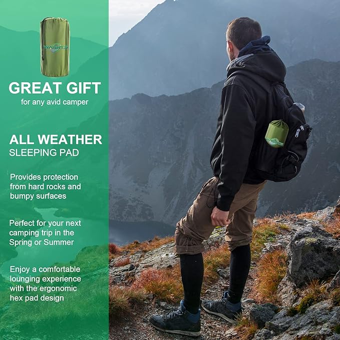 WANNTS Sleeping Pad, Ultralight Inflatable Sleeping Pad for Camping, Built-in Pump, Ultimate for Hiking - Airpad, Carry Bag, Repair Kit - Compact & Lightweight Camping pad