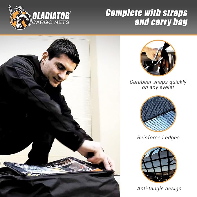 Gladiator Cargo Nets - Heavy Duty Cargo Net - ATV/Quad/Plane/RV (GAT-100) 2.5' x 3'