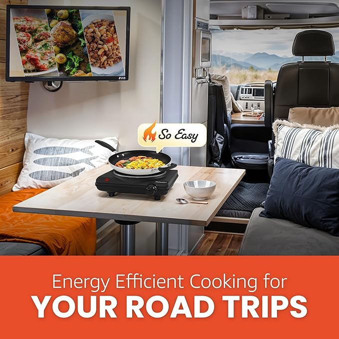 Elite Gourmet ESB-301BF# Countertop Single Cast Iron Burner,1000 Watts Electric Hot Plate,Temperature Controls,Power Indicator Lights,Easy to Clean,Black,(Pack of 4)