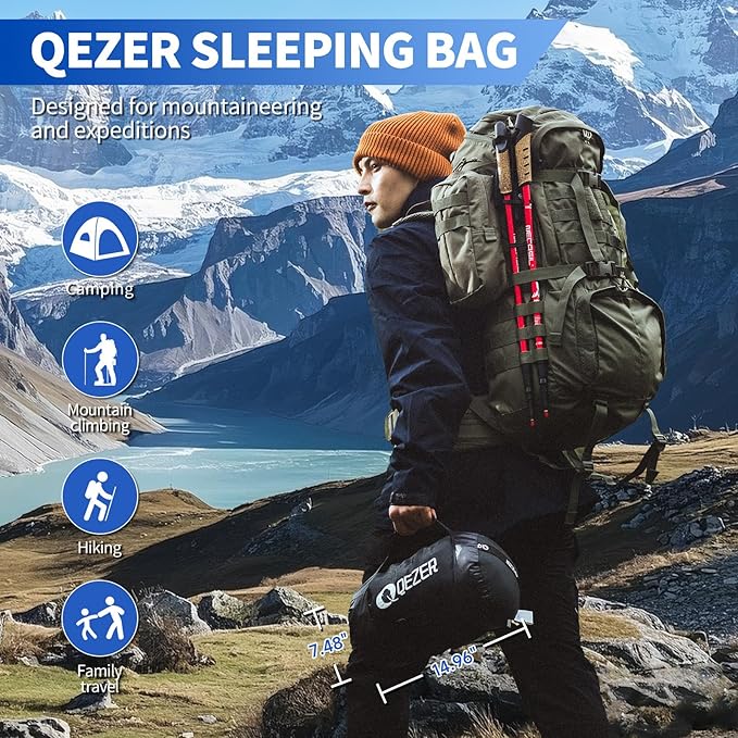 Down Sleeping Bag for Adults, 0°F 10°F 15°F 20°F 600 Fill Power Mummy Lightweight Compact Cold and Warm Weather Backpacking Sleeping Bag for Camping Hiking Outdoor All Seasons
