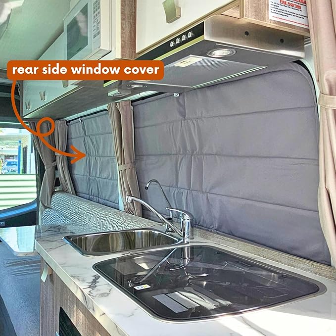 Living in a Bubble Insulated Blackout Mid Left Side Window Cover for Mercedes Sprinter Van Year 2007-2026 144" Length MWB, NCV3 & VS30 (Bare Metal Frame)