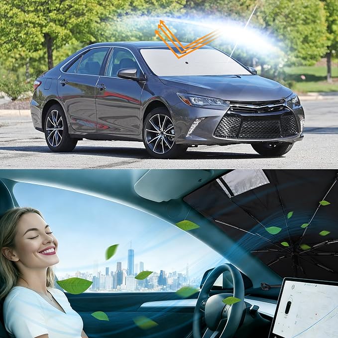 Windshield Sun Shade Umbrella Accessories Compatible with 2012 2013 2014-2017 Camry for Toyota Foldable Sunshade Sun Visor Blocks UV