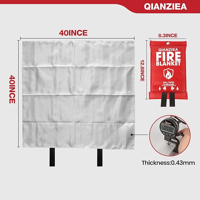 Fire Blanket,2 Pack,40"x40" Fire Blankets Emergency for Home and Kitchen