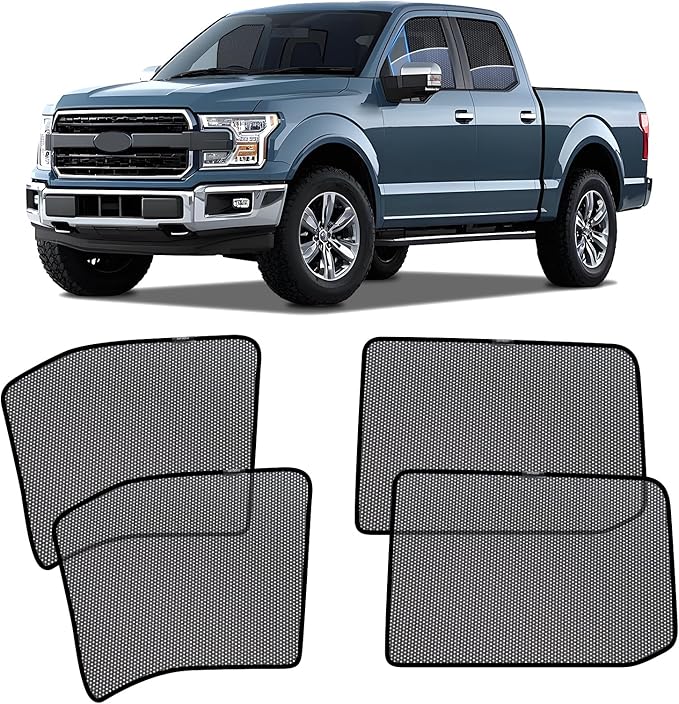 ZATOOTO Car Window Shades for Ford F-150 2017-2024, Car Window Covers for Baby Breathable Mesh Screen Blocking 99% of UV Rays and Glare, Privacy Protection for Camping and Napping