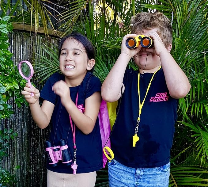 Adventure Kidz - Outdoor Exploration Kit, Childrenās Toy Binoculars with Case, Flashlight, Compass, Fox Whistle, Magnifying Glass, Backpack. Great Gift Set for STEM, Pretend Play