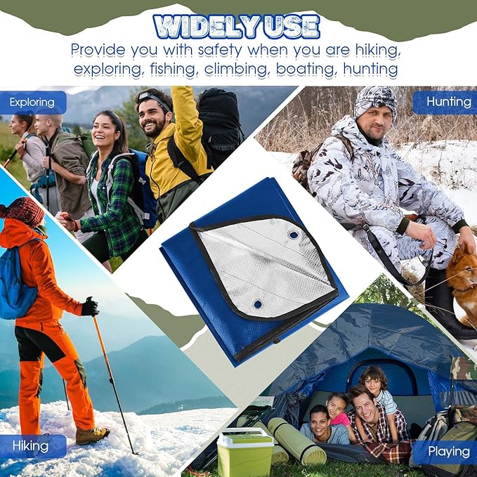 Kingdder 2 Pcs Heavy Duty Emergency Blankets for Survival Camping Blanket Insulated Tarp 60 x 82 Inches Outdoor Waterproof Thermal Reflective Tarp Tent Insulation for Camp Hiking Picnic