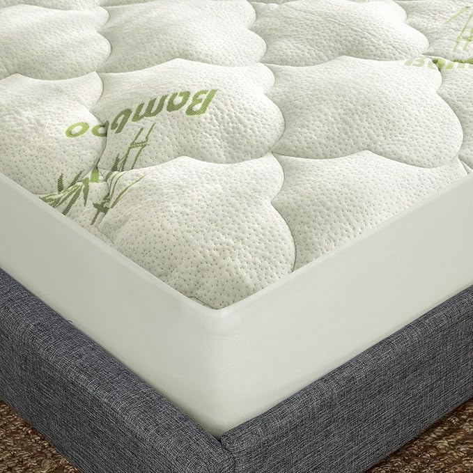 Twin XL Mattress Topper, Quilted Thick Viscose Mattress Pad Cover, Noiseless Plush Pillow Top Mattress Topper Extra Long Twin Fits 15-23 Inches Extra Deep Mattresses