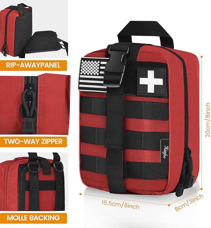 Medical Molle Pouch Tactical - 1000D Nylon First Aid Pouch, Big Capacity EMT Pouch Utility, Heavy Duty Military Grade Rip-Away Ifak Pouch for Home and Outdoor Activities(Bag Only