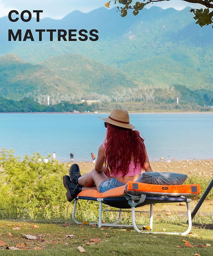 GAIALOOP 3 Inch Memory Foam Camping Mattress, Dual Layer Thick Sleeping Camp Pad for Car Tent Cot, Roll-Up Portable Glamping Floor Bed for Guests Sleepover