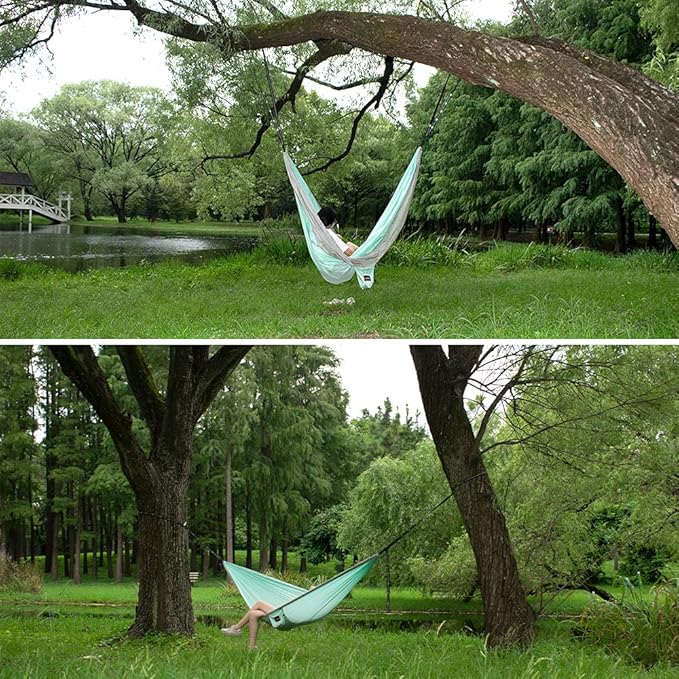 AnorTrek Camping Hammock, Super Lightweight Portable Parachute Hammock with Two Tree Straps Single or Double Nylon Travel Tree Hammocks for Camping Backpacking Hiking
