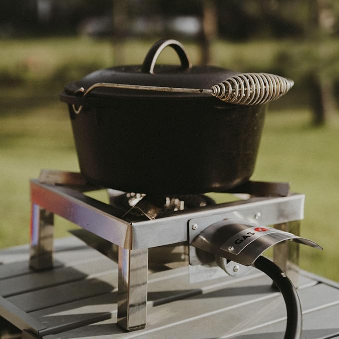GasOne Stainless Steel Single Propane Burner - Outdoor Cooking with Heat Shield and Guard – Propane Burner Head for Camping, Tailgating, Seafood Boil, Home Brewing - Patented