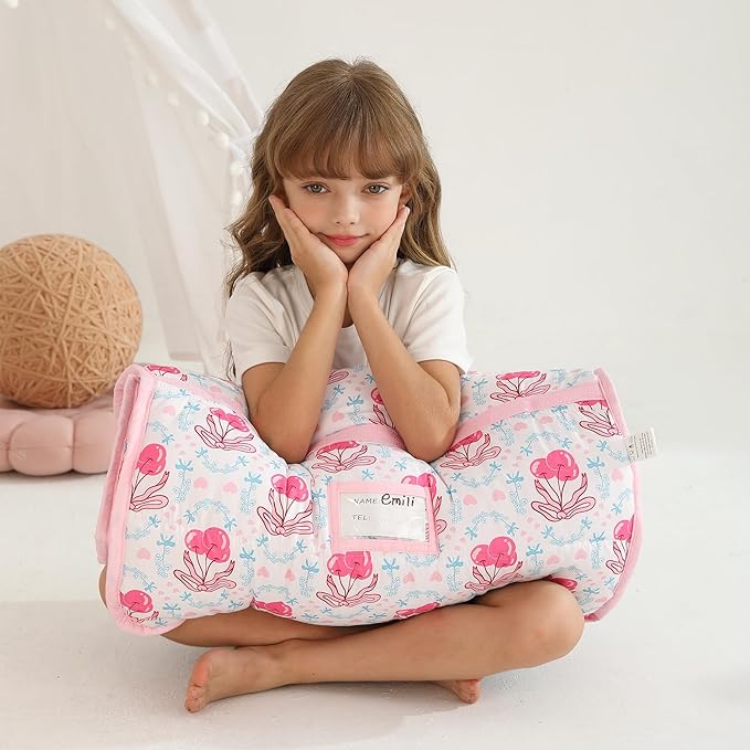 Lasoftan Toddler Nap Mat with Pillow and Blanket, Extra Large Rolled Napping Mats,Slumber Bags for Boys Girls,Kids Sleeping Bag for Daycare, Preschool Travel Camping