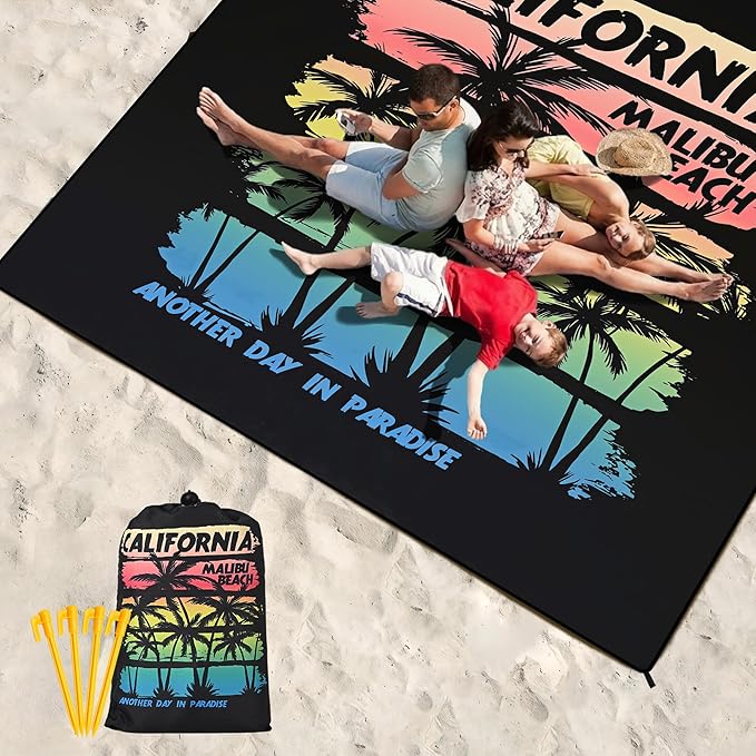 HIHOHO Beach Blanket Waterproof Sandproof Extra Large Beach Mat 79" X 83"/120"x108"for 1-8 Adults Quick Drying Durable Outdoor Picnic Mat for Beach Travel Camping Hiking