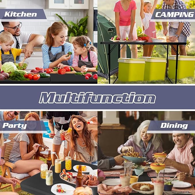 Camp Field 4ft Heavy Duty Portable Table, for Friends Folding Table for Indoor & Outdoor Picnic & Card Table for Picnic, Party, Camping...(Black, 4FT)