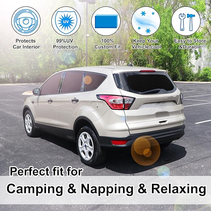 8PCS Windshield Sun Shade Custom Fit for 2013-2019 Ford Escape Accessories Foldable Sunshade Side Rear Window Shade Cover Full Set Privacy Protection Keeps Car Cool