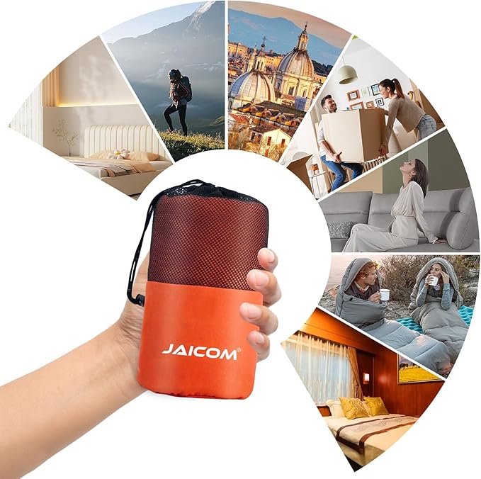 JAICOM Sleeping Bag Liner, Travel Sheets & Adult Sleep Sack, Ultralight and Portable Summer Sleeping Bag - Ideal for Backpacking, Hotels and Hostels, Business Trips, Camping