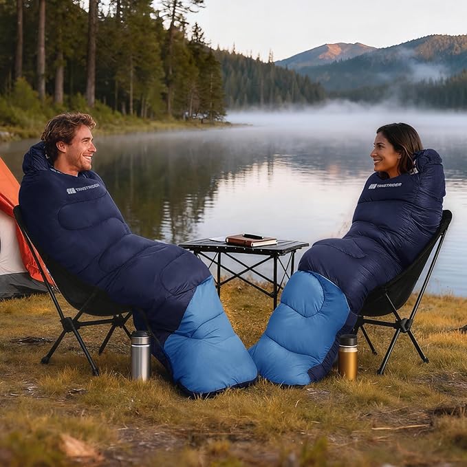 Sleeping Bag for Adults Warm Weather, Compact Lightweight Backpacking Sleeping Bag with Compression Sack, Camping Essentials Gear for Hiking Travel Climbing Outdoor & Indoor Use