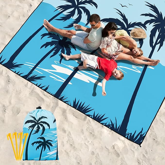 HIHOHO Beach Blanket Waterproof Sandproof Extra Large Beach Mat 79" X 83"/120"x108"for 1-8 Adults Quick Drying Durable Outdoor Picnic Mat for Beach Travel Camping Hiking