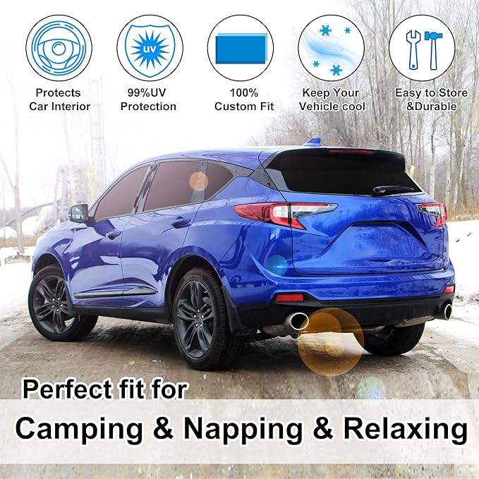 8PCS Windshield Sun Shade Set Custom Fit for 2019-2024 2025 2026 Acura RDX Accessories Foldable Sunshade Side Rear Window Shade Cover Full Set Privacy Protection Keeps Car Cool