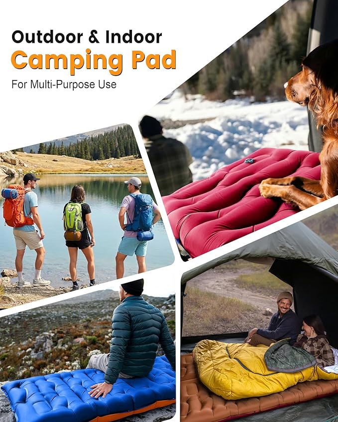 Camping Sleeping Pad,5.9 Inch Thick Camping Mat with Built in Pillow and Foot Pump,Self Inflating Sleeping Pad for Camping Backpacking(Green