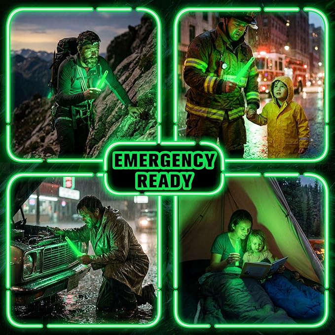 Sotiff 6" Bright Large Glow Sticks Bulk Glow Emergency Glowsticks Snap Military Grade Lights Sticks Long Last Survival Kits for Hiking Party Camping Activities