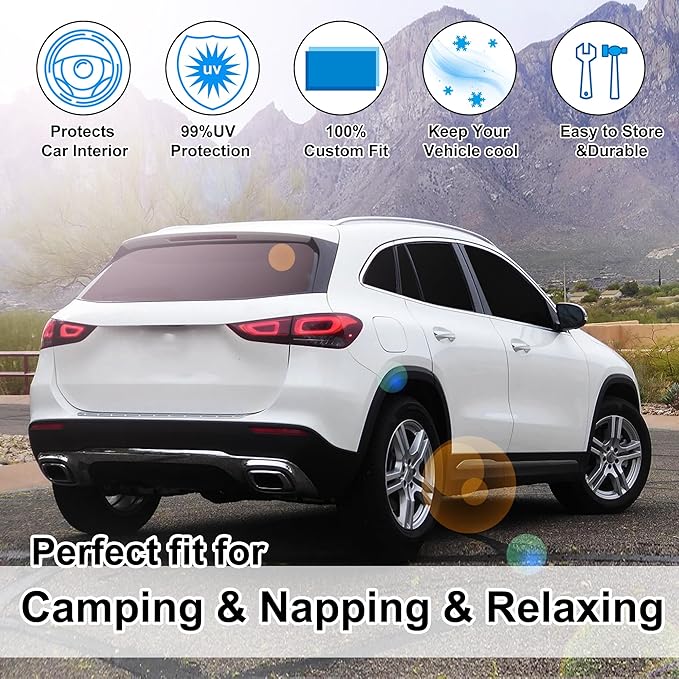 6PCS Windshield Sun Shade Custom Fit for 2015-2020 Mercedes Benz GLA Accessories Foldable Sunshade Side Rear Window Shade Cover Full Set Privacy Protection Keeps Car Cool