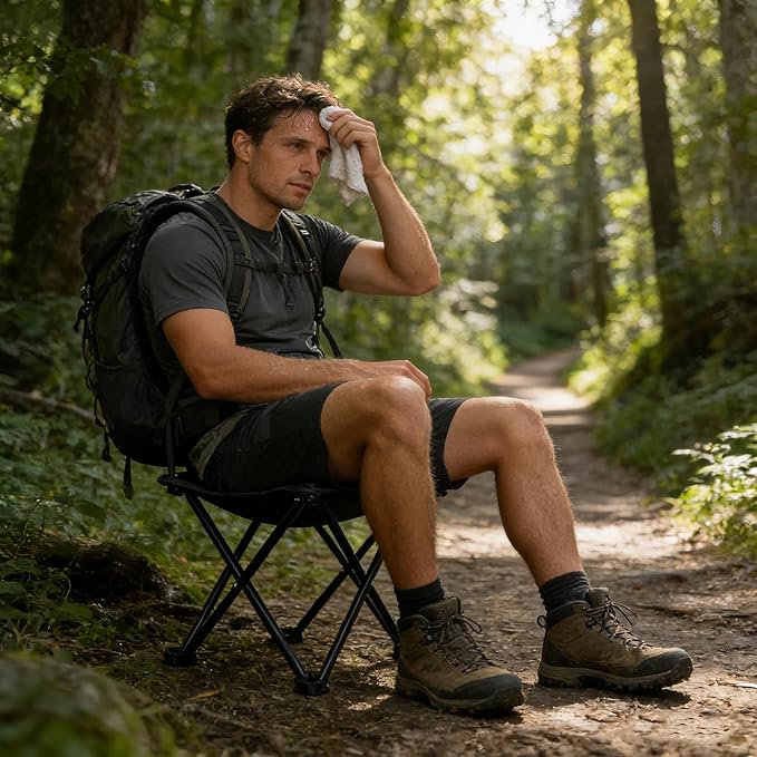 Wind Tour Portable Folding Camping Stool Outdoor Camping Lightweight Samll Chair for Fishing Hiking Gardening and Beach with Carry Bag (13.0”X13.0” Large Black -1)