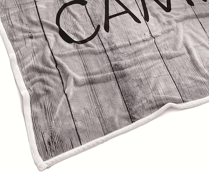 Camping Throw Blanket, Camping Gifts for Camper Outdoor Travel Trailer Blanket, Super Soft Comfy Fleece Flannel Throws Blankets for Couch Bed Sofa Living Room Bedroom Decor Grey 60X90 Inches