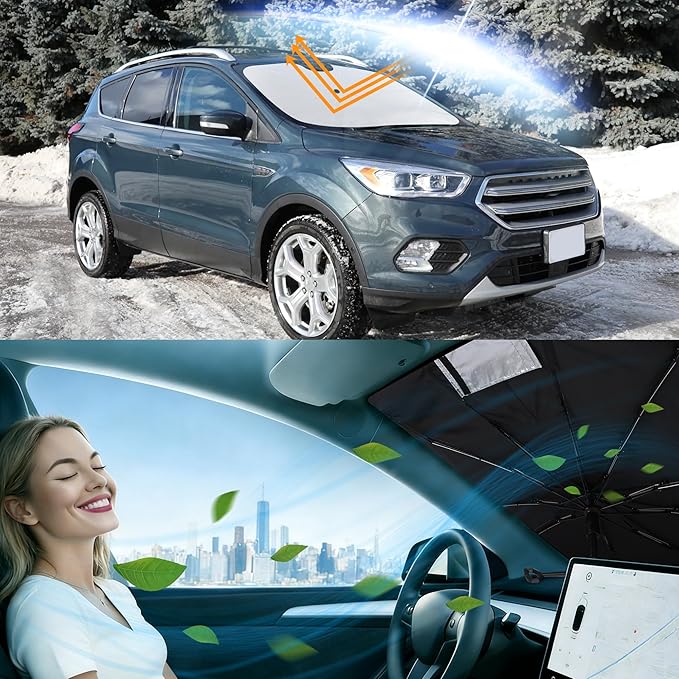 Windshield Sun Shade Umbrella Compatible with Ford Escape 2013-2019 Accessories Foldable Window Sunshade Sun Visor Protector Blocks Sun Rays