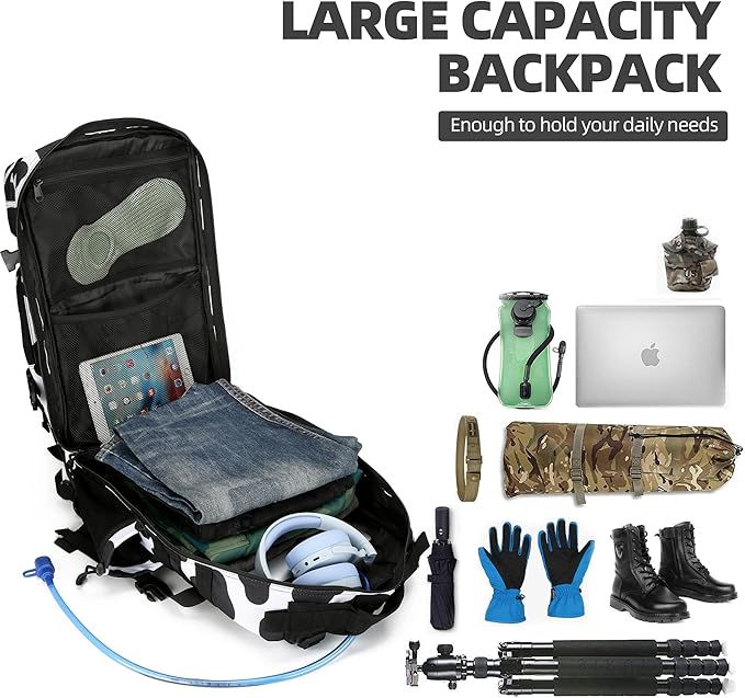 Lovelinks21 45L Tactical Assault Backpack 3 day assault pack with Molle Waterproof backpack Rucksack for Tactical Backpacks (Cow color)