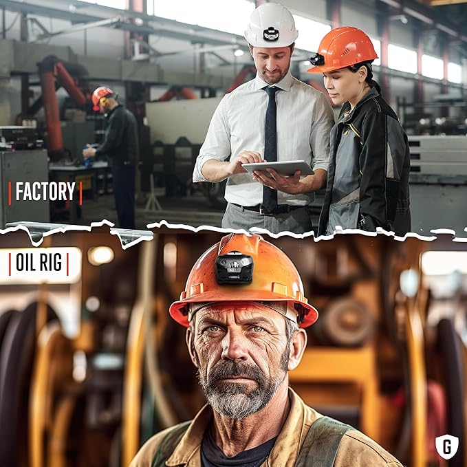 Rechargeable Hard Hat Light - Headlamp for Keeping Hands Free, Headlights for Head and LED Headlamp Flashlight, Hard Hat Lamp and Firefighter Helmet Light (Direct Mount)