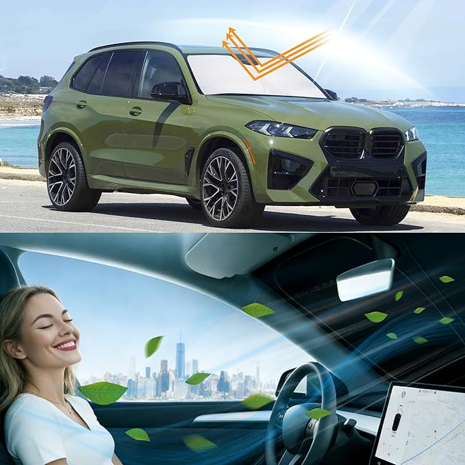 Windshield Sun Shade Custom Fit 2019 2020 2021 2022 2023 2024 2025 2026 BMW X5 Accessories Foldable Sunshade Sun Visor Protector Blocks Sun Rays