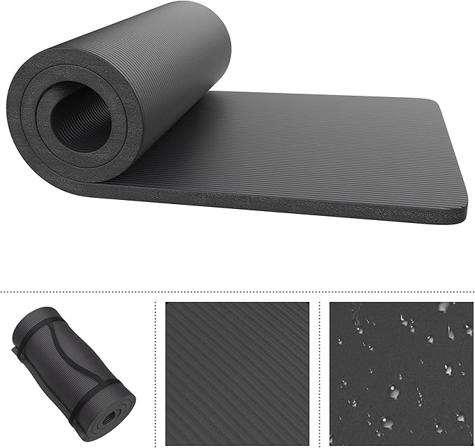 Foam Sleeping Pad for Camping - 1.25-Inch-Thick Waterproof Sleep Pad with Carry Straps for Cots, Tents, or Sleepovers by Wakeman Outdoors (Black)